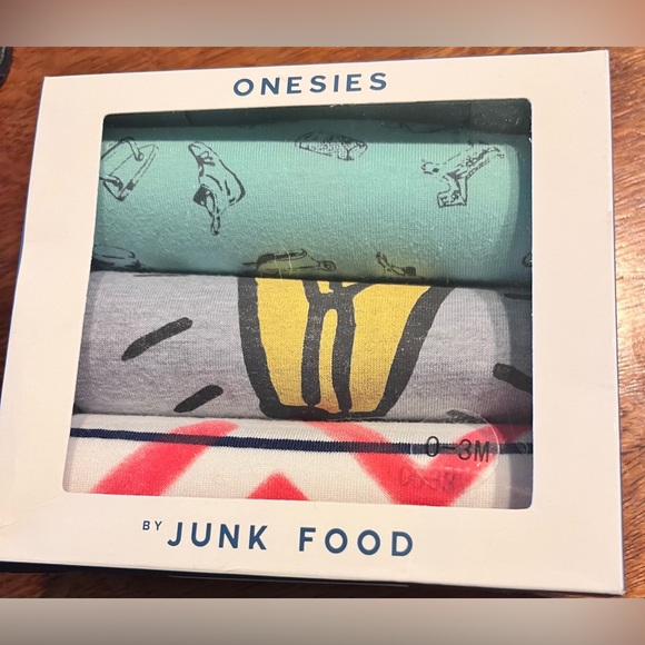 Junk Food 3 pack Graphic Print Onesies. 0-3 Mths. NIB Genius, Go Arrow, Variety - Picture 4 of 8